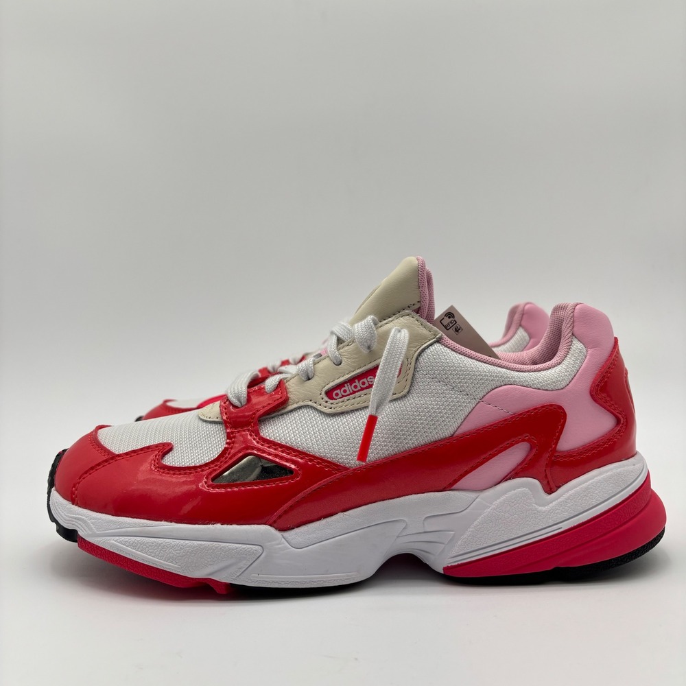 Adidas Falcon Red Pink White Patent Leather Chunky Sneakers Mens 10.5 - Picture 3 of 6